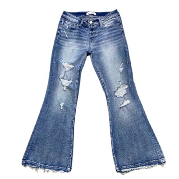 BKE Denim - BKE Payton Mid Rise Flare Distressed Stretch Jeans Size 27x29.5 Women’s EUC